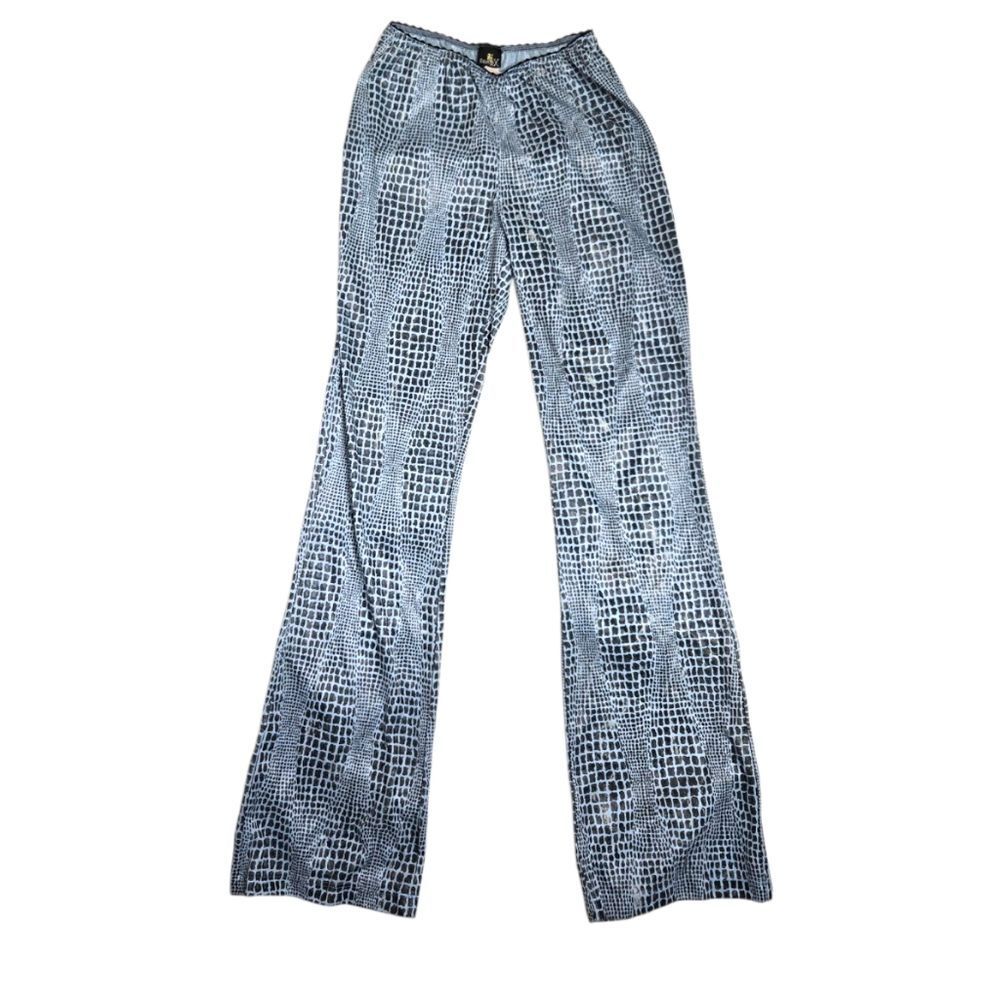 VINTAGE Y2K sheer blue snake print clubwear festival‎ flare pants S/M